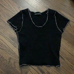 brandy melville black top with white seams